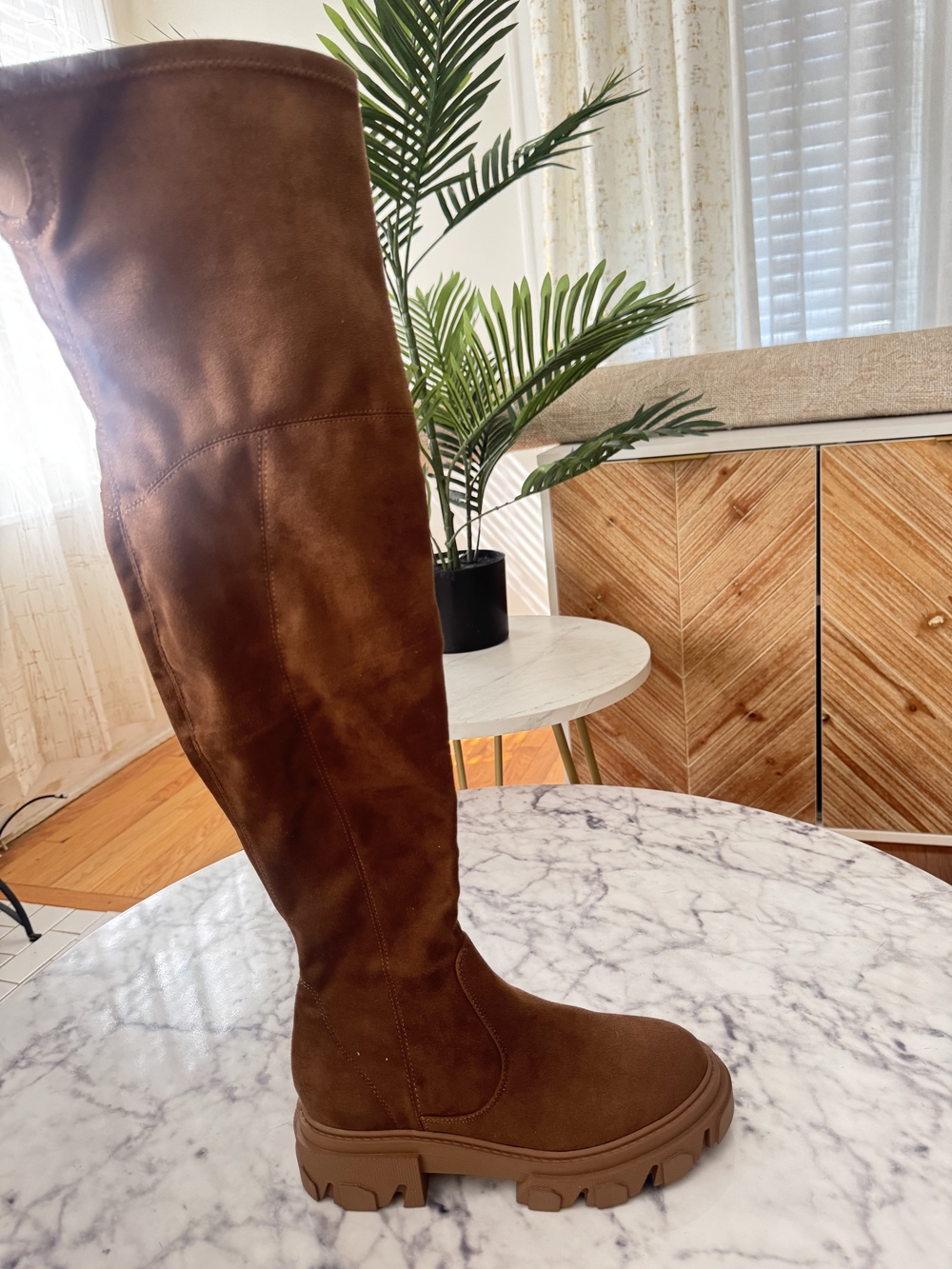 Nine West Brown Over-the-Knee Chunky Sole Boot